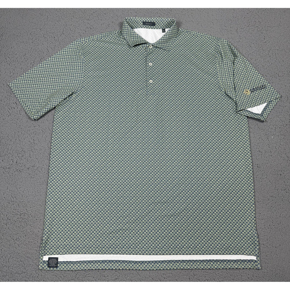 Turtleson Polo Shirt Mens 2XL Blue Geometric Print Golf Performance Stretch